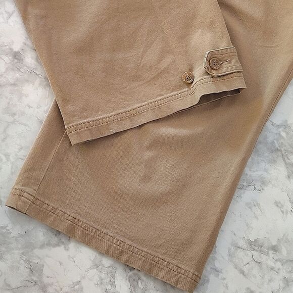 🎁 Coldwater Creek Khaki High Waist Wide Leg Cropped Capri Pants Size 12 - Picture 9 of 13